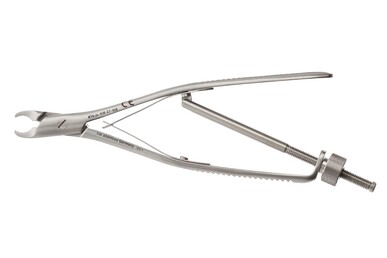 Ulrich Self-Retaining Bone Holding Forceps, Angled With Swivel Jaw